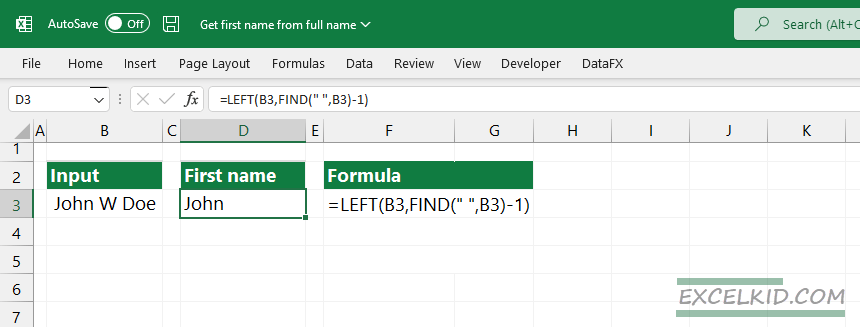 use LEFT and FIND function to extract the first name