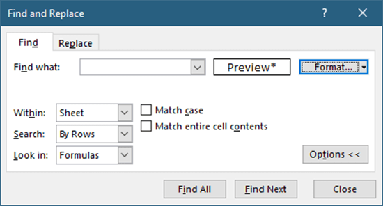 use find all to show protected cells