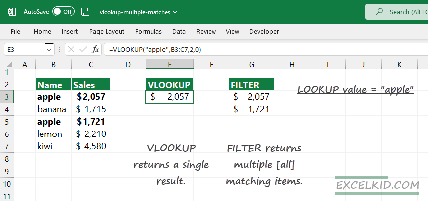 vlookup multiple matches