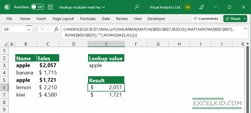 INDEX-MATCH formula to get multiple matches