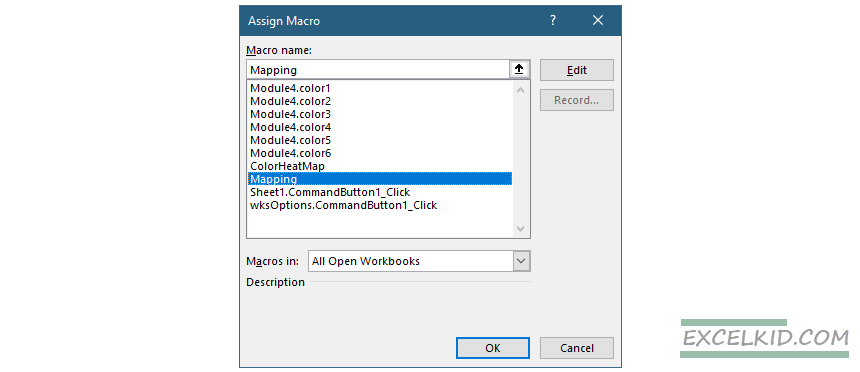 assign a macro to the map template