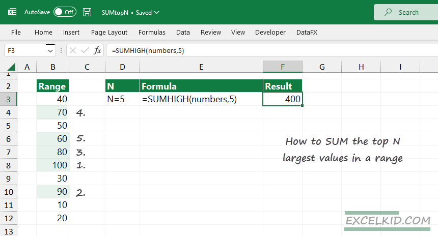 sum top n values in Excel