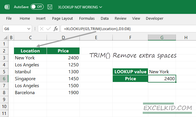 trim removes the extra spaces