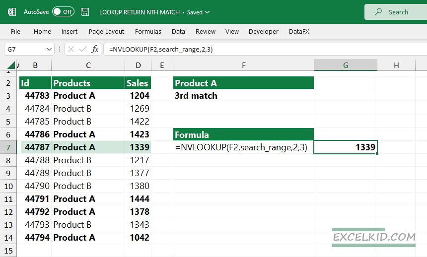 Get nth matching value with NVLOOKUP