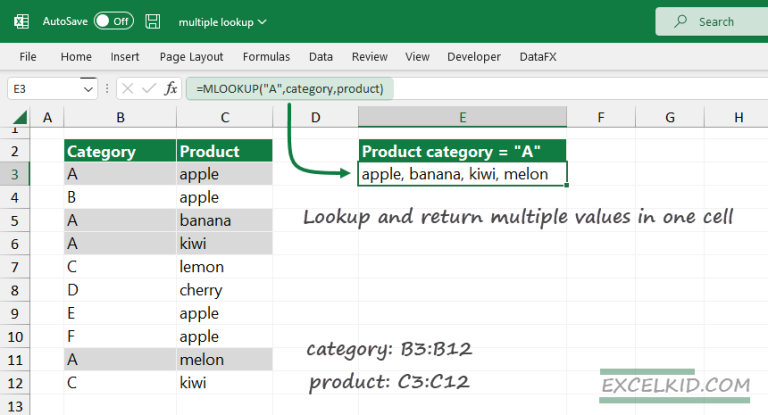 Lookup And Return Multiple Values In One Cell Excelkid