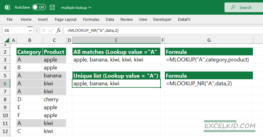 Return multiple lookup values in one cell unique values