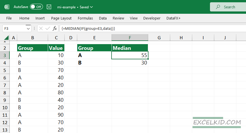 classic Excel array formula