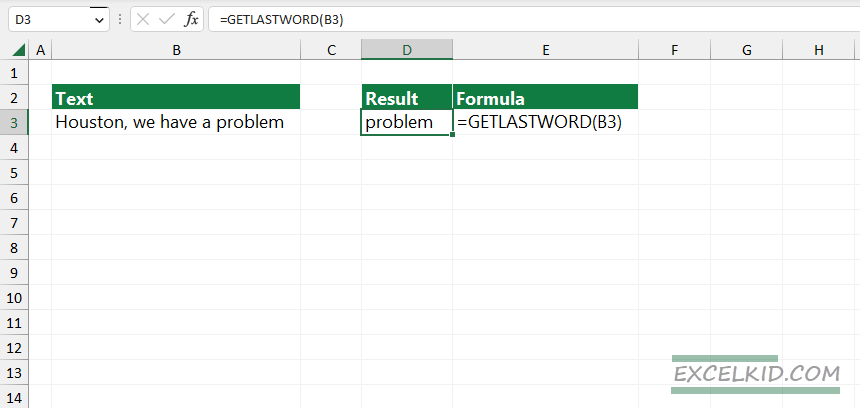 GETLASTWORD function Excel