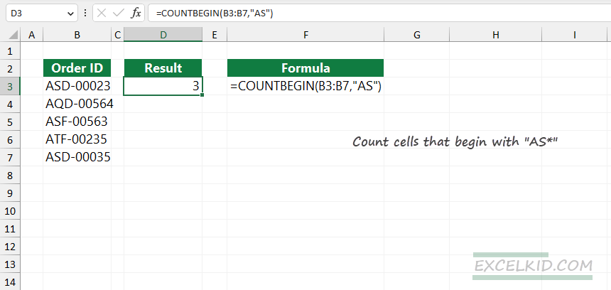 Count Cells That Begin With Specific Text Or Number Excel Formula