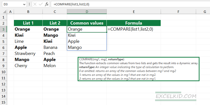 Excel COMPARE Function