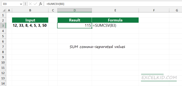 Sum Comma Separated Numbers In A Single Cell Excel Formula 1458