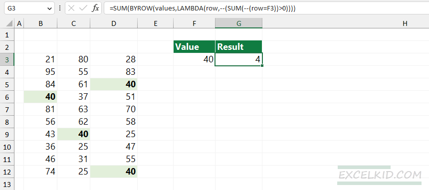 count by rows lambda criteria