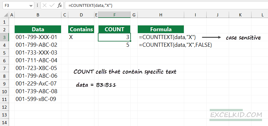 count cells that contain specific text excel