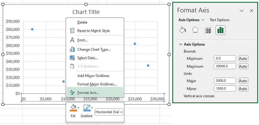 format axis options