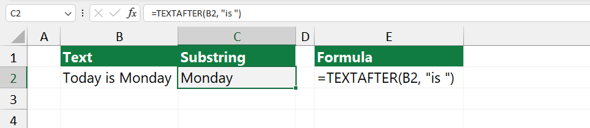 Extract text using the TEXTAFTER function