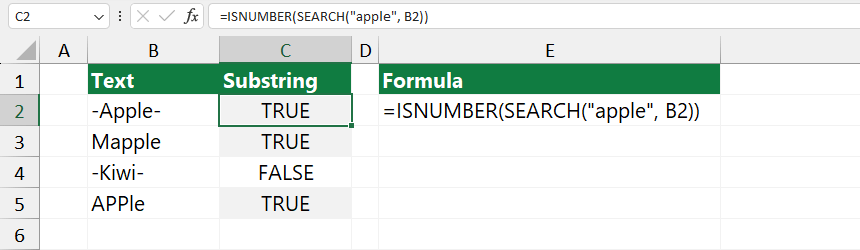 How to find substring in Excel