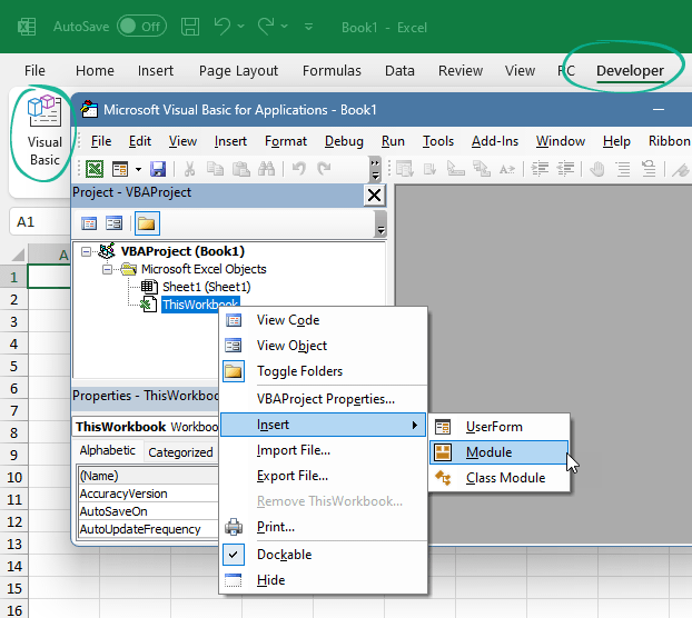 how to insert vba code in Excel